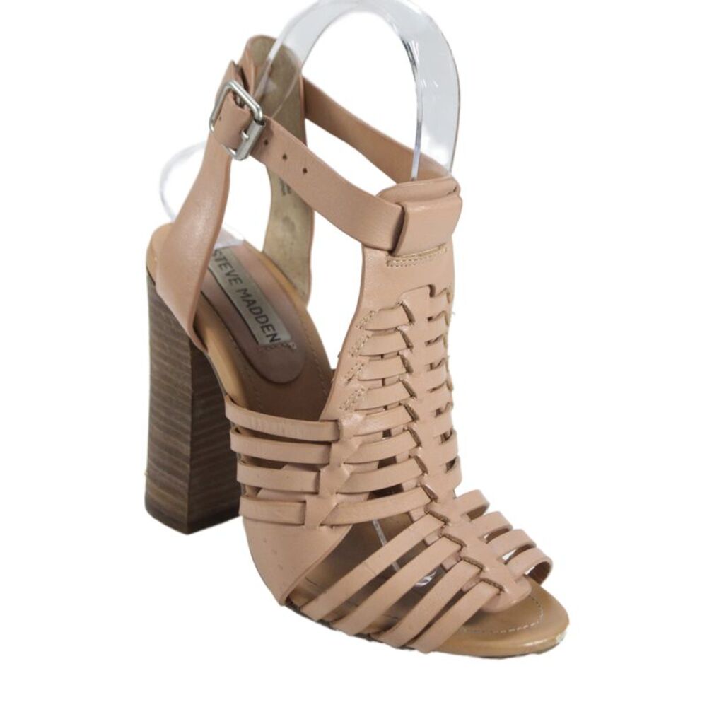 Steve Madden Womens Leather Sandrina Slingbacks Heels Beige Size 5 Medium